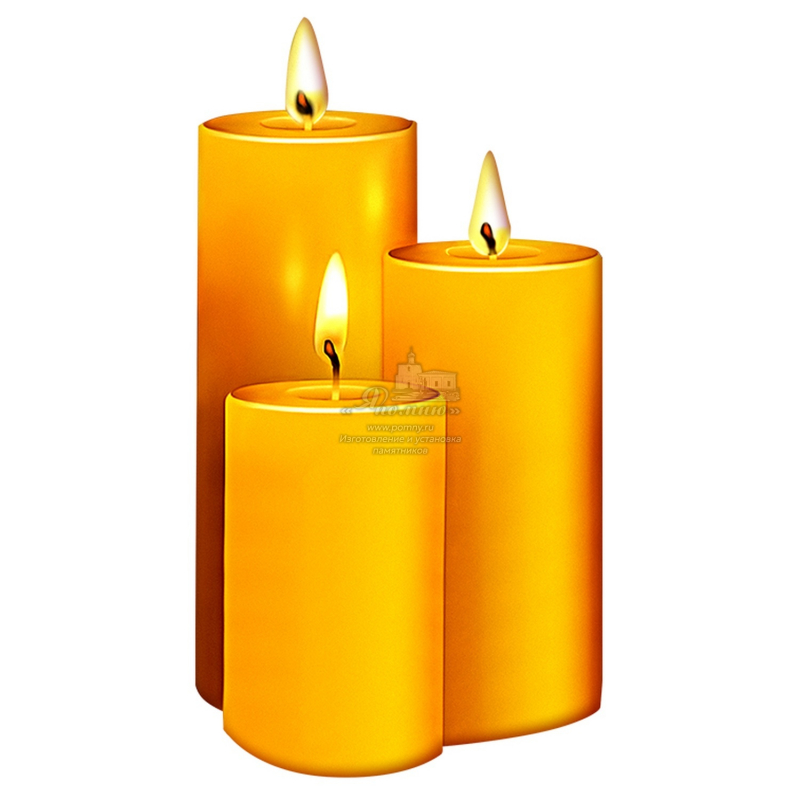 Стеклянный декор «Три свечи» для памятника