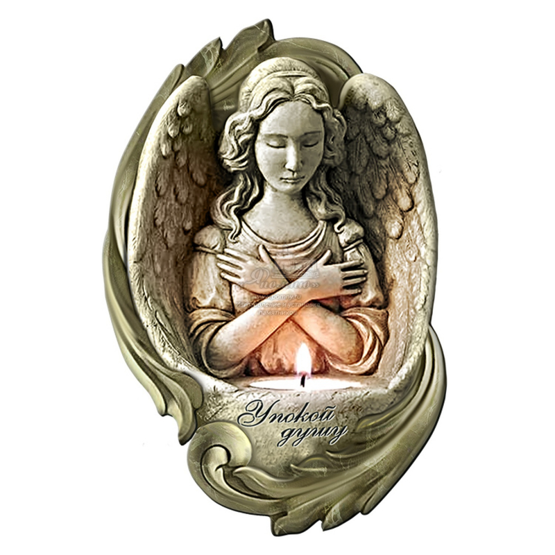 Стеклянный декор «Ангел со свечой» для памятника