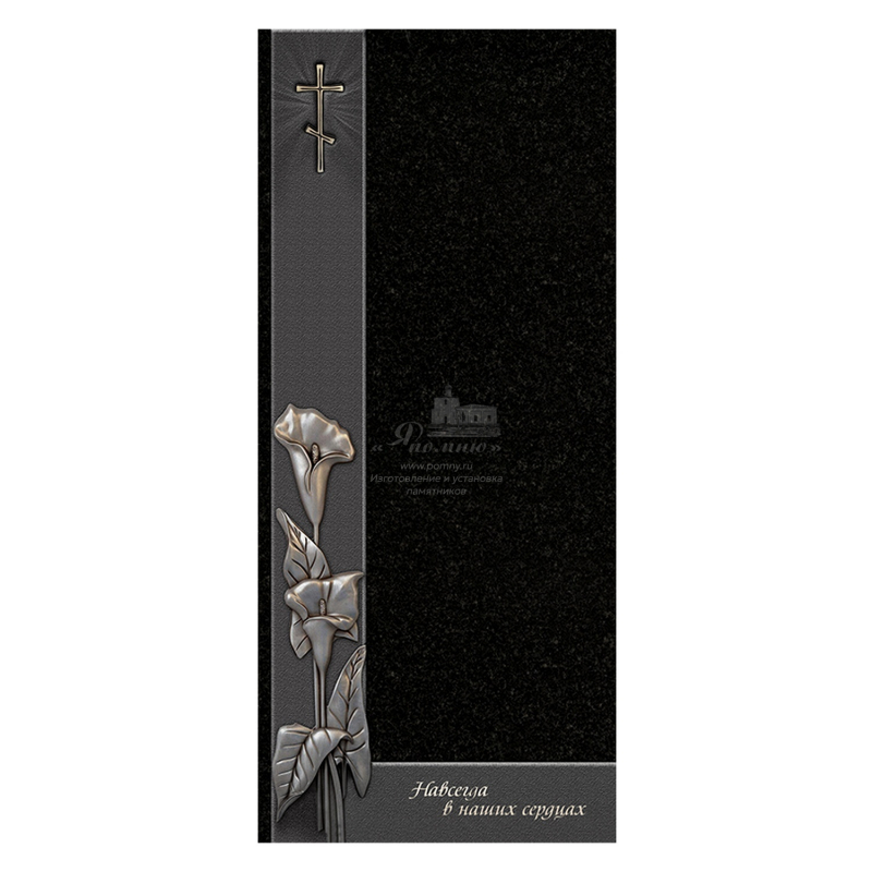 Декоративная стеклянная вкладка в цветник для гранитного памятника "Цветы"