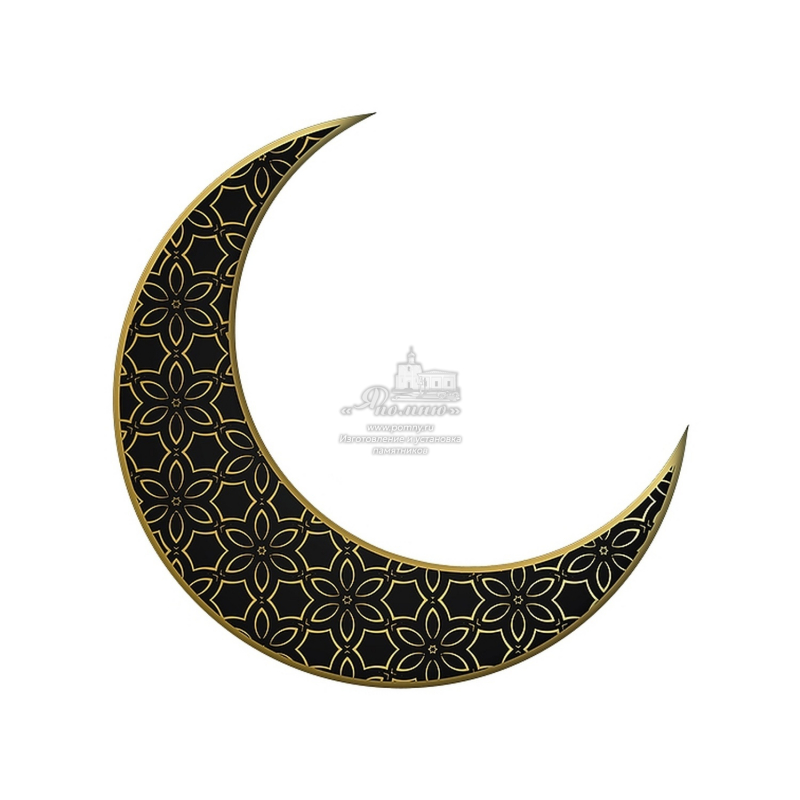 Стеклянный декор «Полумесяц с орнаментом» для памятника