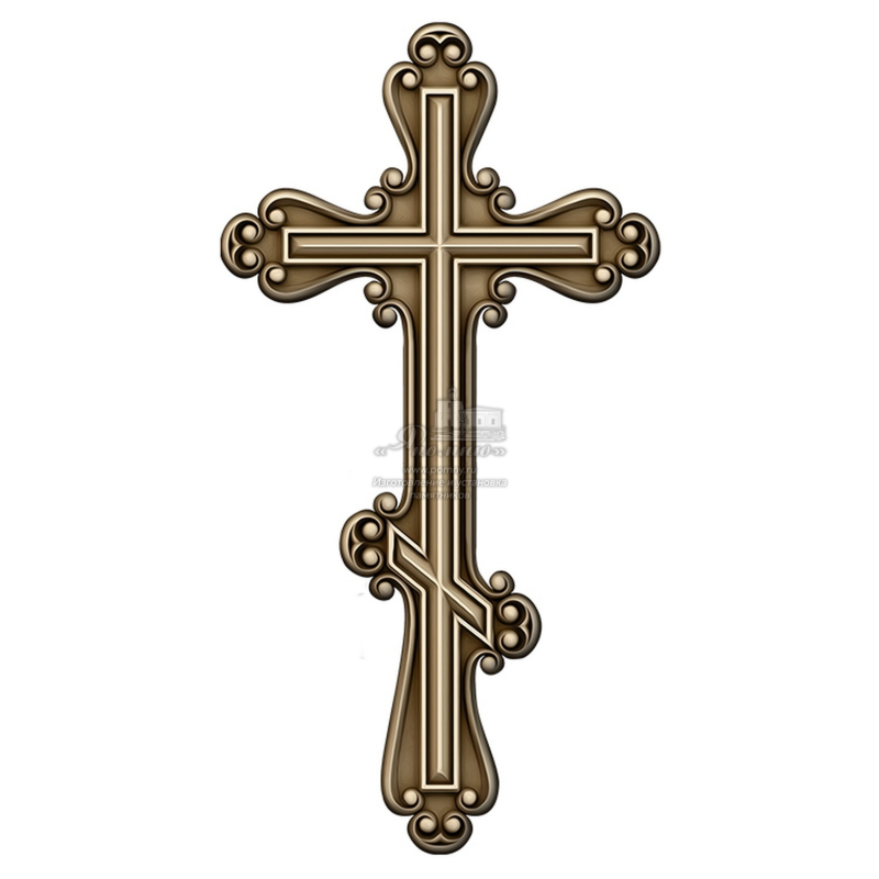 Стеклянный декор «Православный крест с узором» для памятника