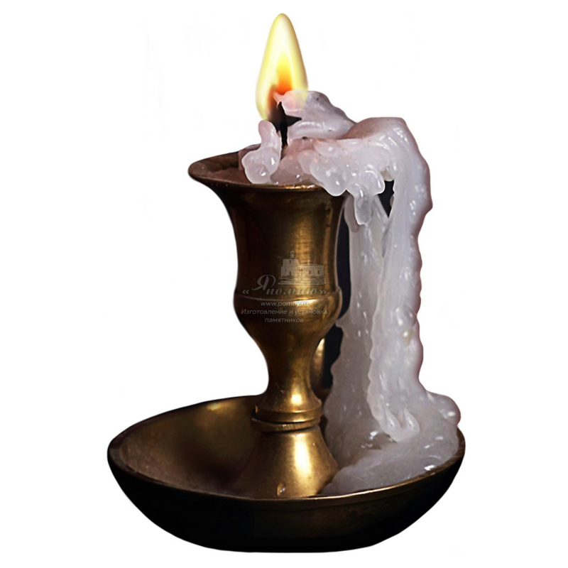 Стеклянный декор «Свеча в подсвечнике» для памятника