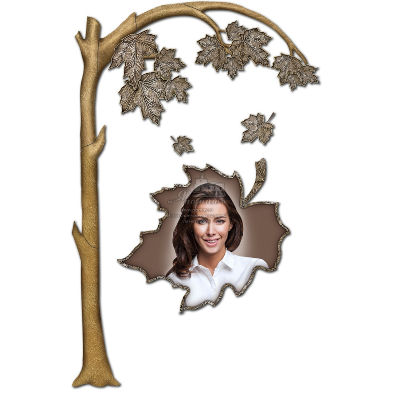 Модульная композиция из стекла с деревом и кленовыми листьями