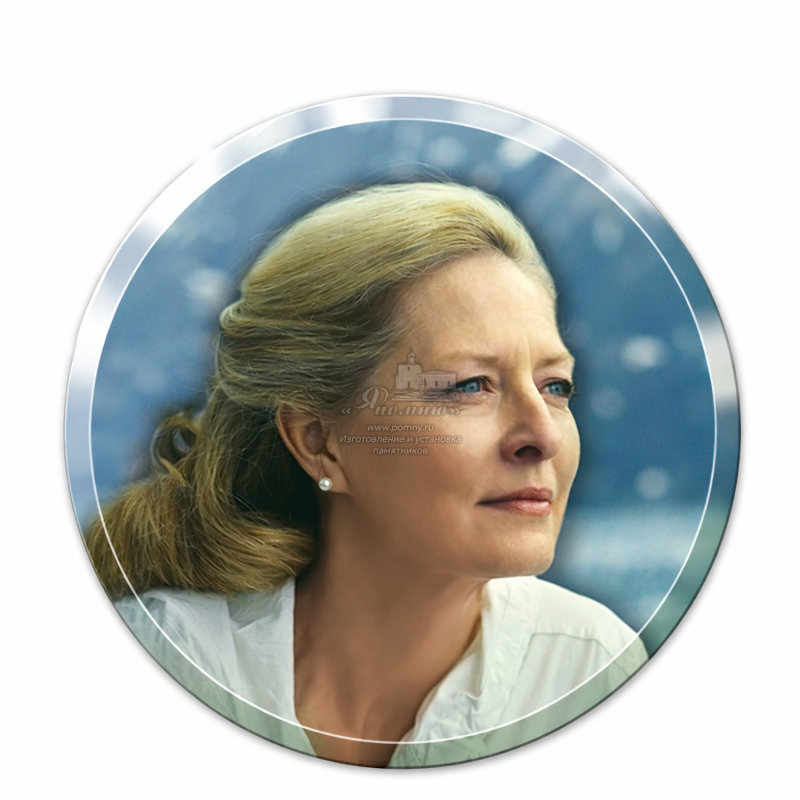 Цветной портрет на памятник из стекла круг